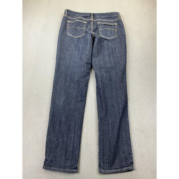 Eddie Bauer Flannel Lined Boyfriend Jeans Womens 6 Blue Dark Wash Mid Rise Denim - Picture 11 of 12